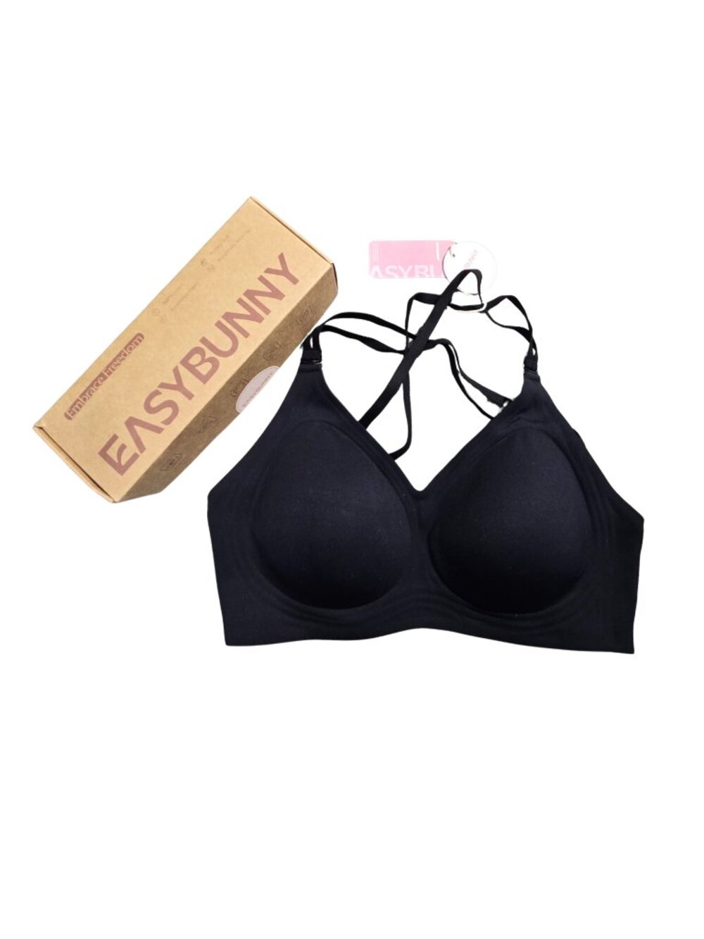 NIB | EASYBUNNY Seamless Wireless Racerback Bra | Black | Large